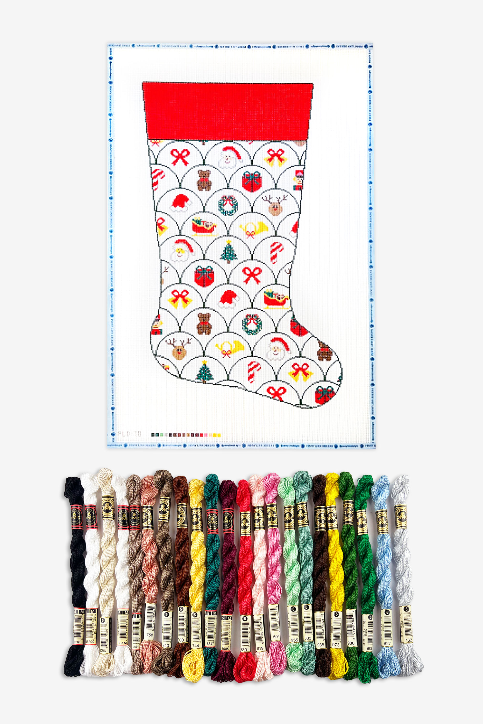 Silent Night colorful and contemporary needlepoint Christmas stocking kit  by Jolly Red. – Needlepoint For Fun