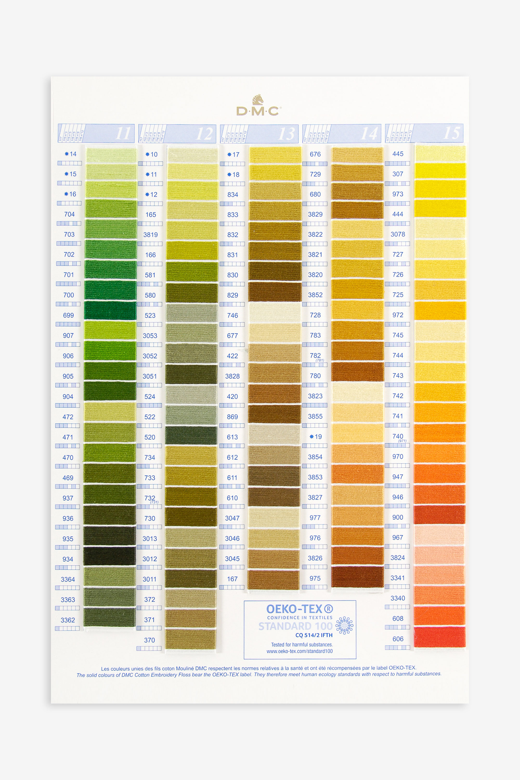 DMC Stranded Cotton Embroidery Thread Colour Chart