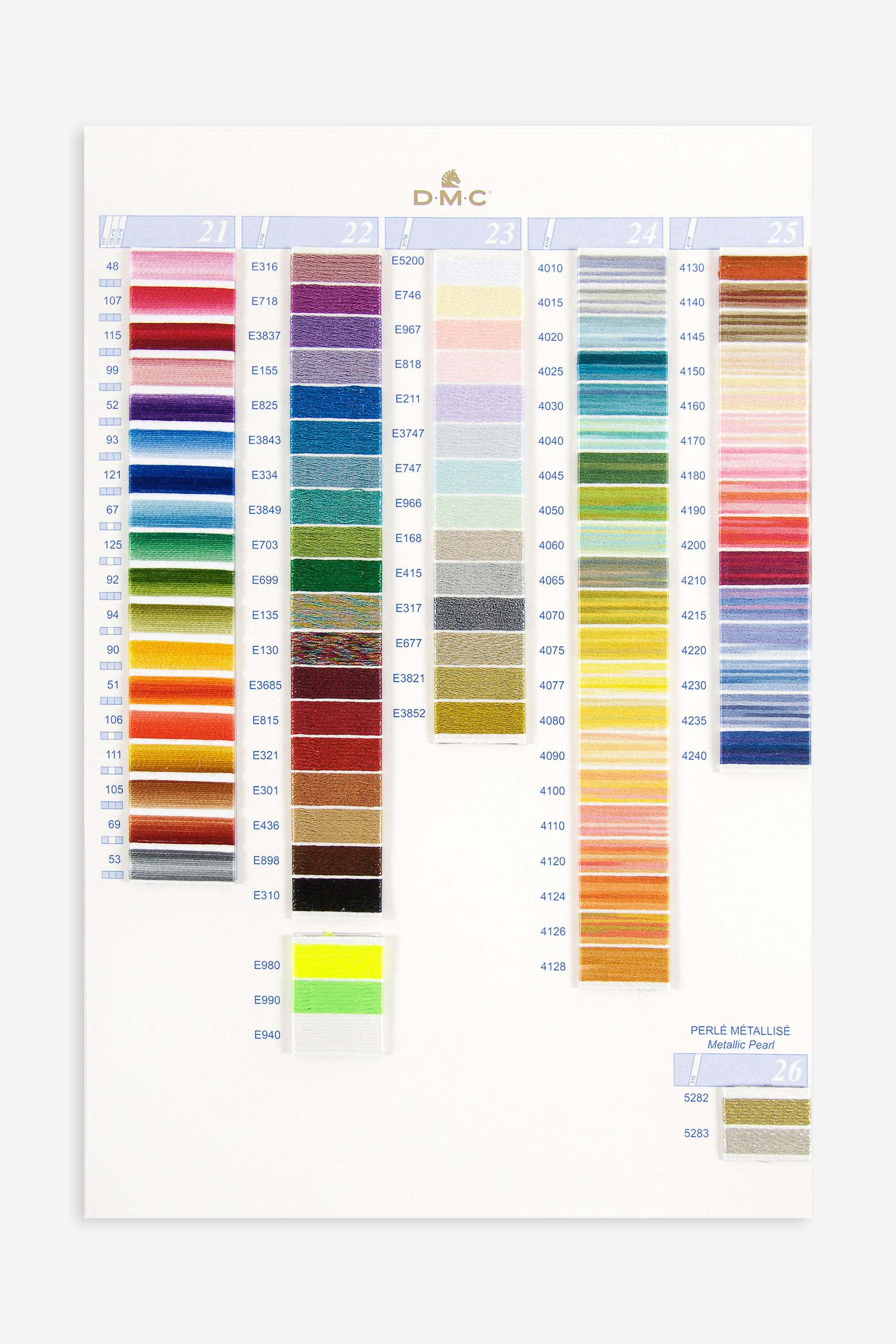 DMC Stranded Cotton Embroidery Thread Colour Chart