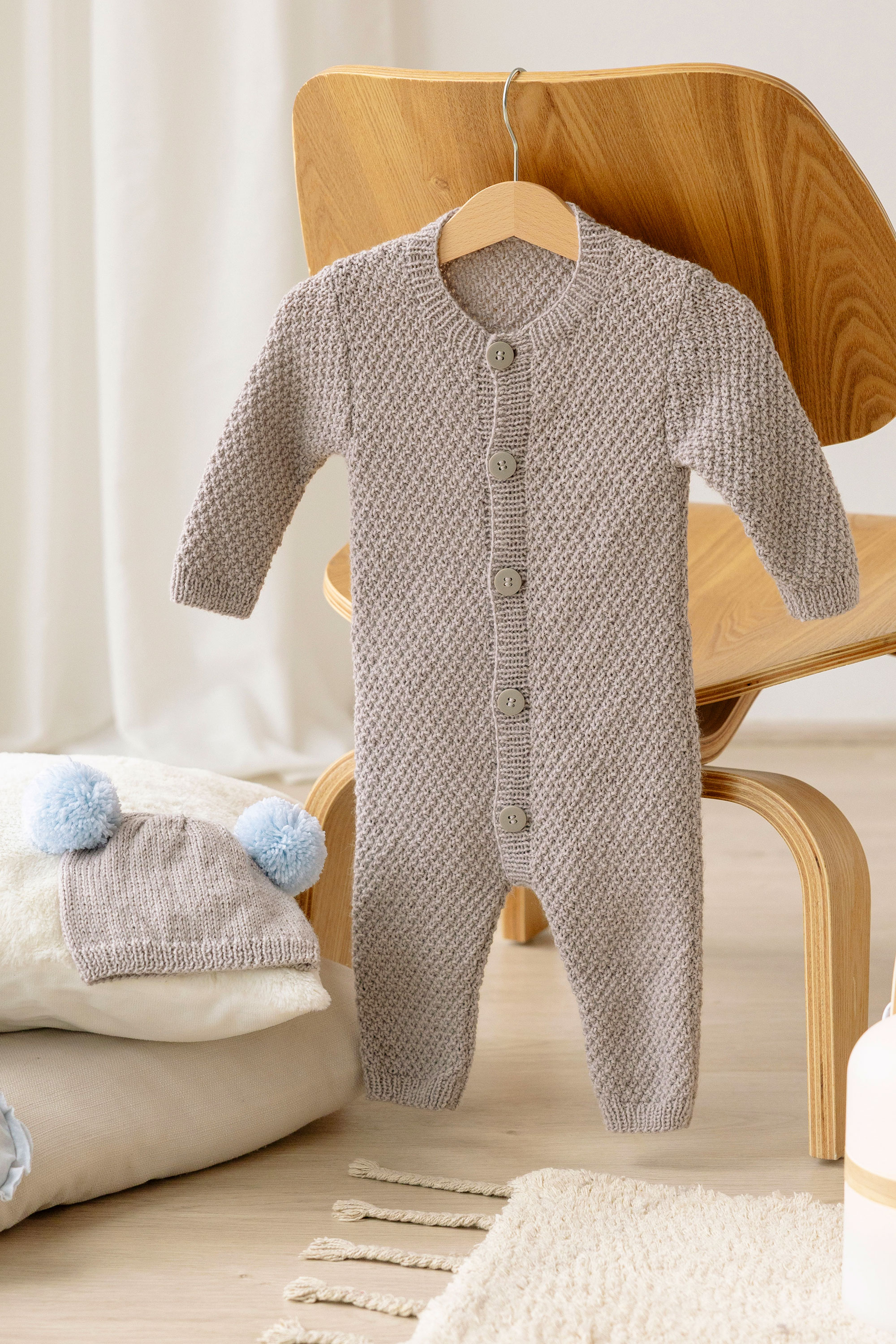 Image for-KNIT-BABY-CHERI-TEDDY-ROMPER-HAT-8160
