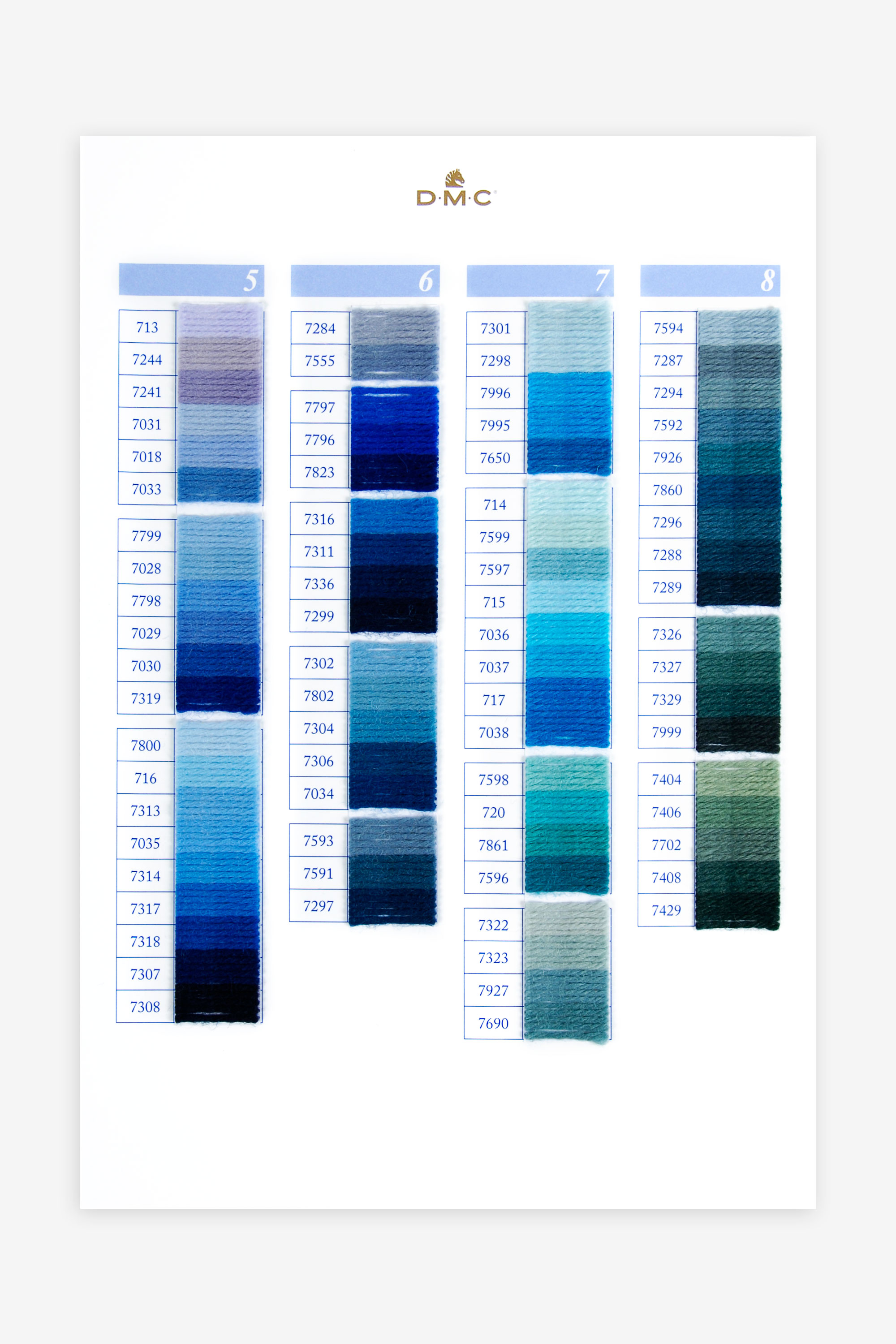 Tapestry Wool Color Card With Swatches DMC