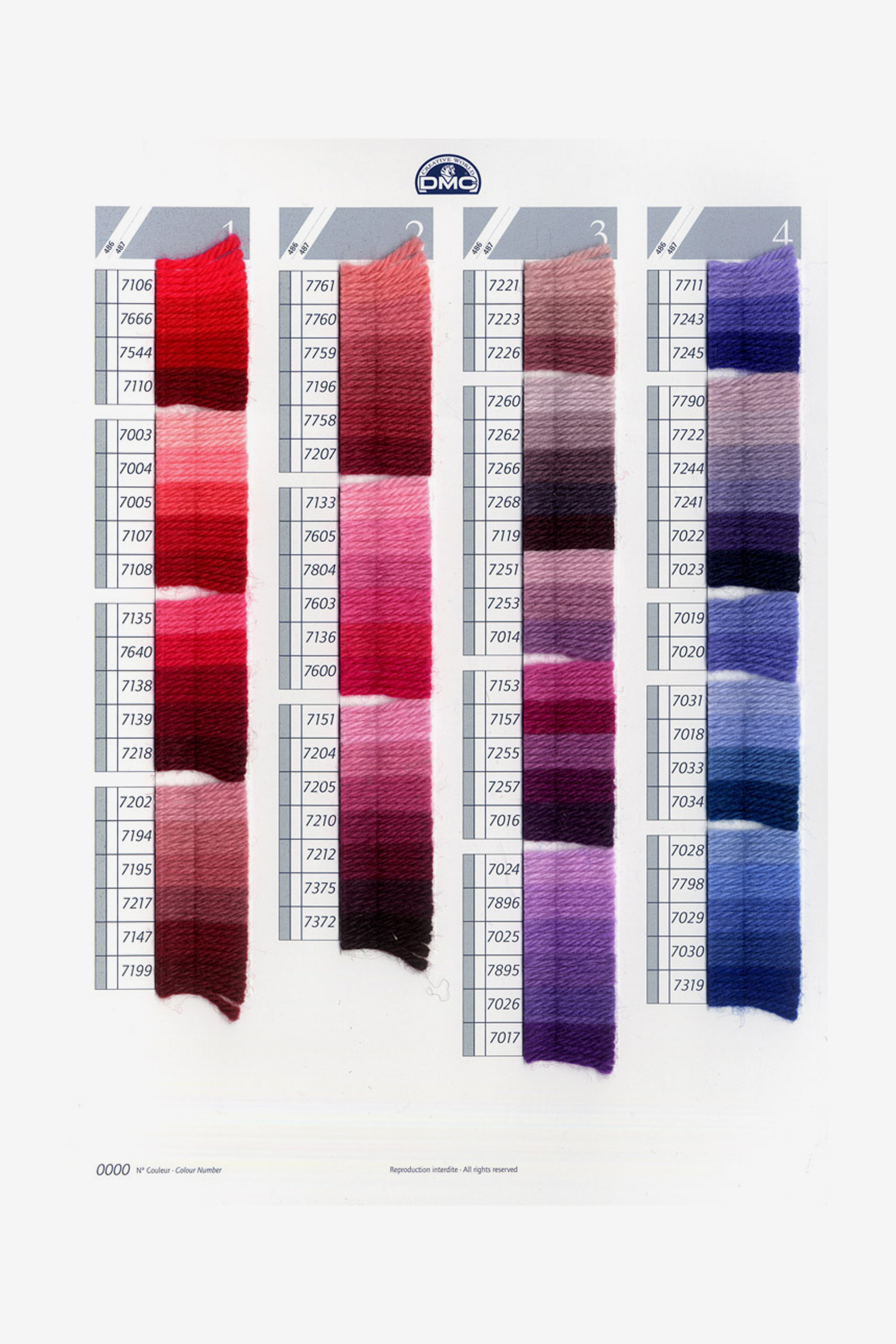 DMC Tapestry Wool Color Card DMC
